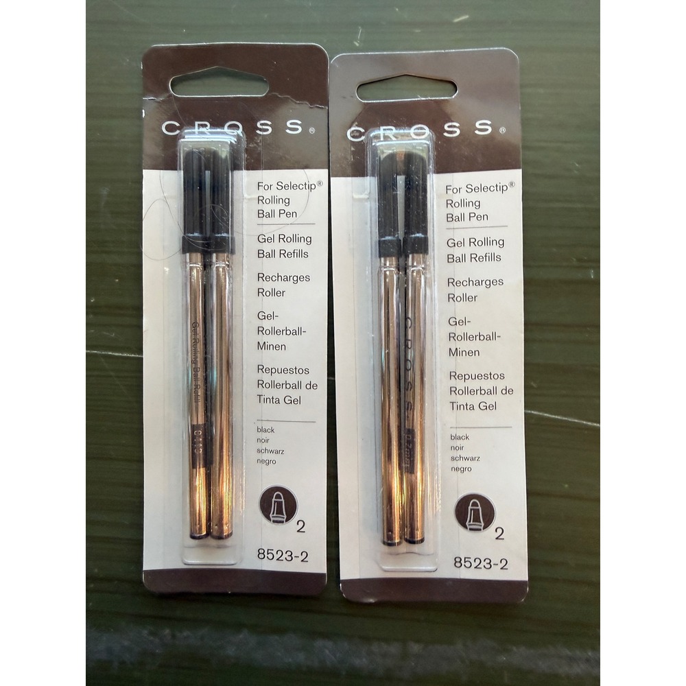 2  - 2 Pack CROSS Selectip Rolling Ball Pen‎ Gel Refills Black Ink 8523-2
